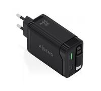 Cargador de pared gan aisens asch-65w3p071-bk/ 1xusb tipo-c/ 1xusb/ 65w/ negro