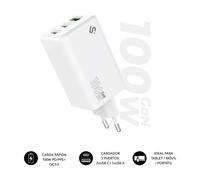 Cargador de pared gan subblim 100w charger usb c+c+a/ 2xusb tipo-c/ 1xusb/ 100w