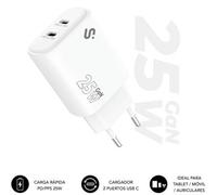 Cargador de Pared GaN Subblim 25W Charger USB C+C/ 2xUSB Tipo-C/ 25W