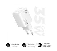 Cargador GAN 35 W SUBBLIM con 2 Puertos USB-C, PD 3.0 & PPS, Doble Carga Rápida para MacBook Air, iPad Pro/Air, Galaxy Tab S9-S7, iPhone 16-12, Pixel 9, Xiaomi Pad 6, Compacto y Seguro