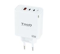 Cargador de Pared GaN TooQ TQWC-GANQC2PD65WT/ 2xUSB Tipo-C/ 1xUSB/ 65W