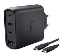 Cargador de Pared GaN Trust Maxo 65W 26067/ 3xUSB Tipo-C/ 1xUSB/ Incluye Cable USB Tipo-C/ 65W