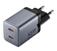 Cargador de Pared GaN Vention TZ-FCDH0-EU/ 2xUSB Tipo-C + Cable USB Tipo-C/ 45W
