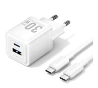 Cargador de Pared GaN Vention TZ-FEQW0-EU-01/ 1xUSB Tipo-C/ 1xUSB + Cable USB Tipo-C/ 30W