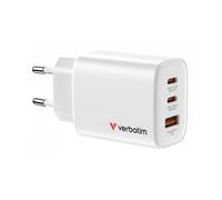 Cargador de pared gan verbatim essentials/ 2xusb tipo-c/ 1xusb/ 65w