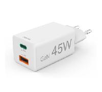 CARGADOR DE PARED HAMA 45W 1xUSB-C PD 1xUSB-A MINICARGADOR COLOR BLANCO 00201993