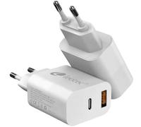 Cargador Leotec LECSPH20W2W2 Universal 20W USB-C PD 3.0 y USB-A Blanco