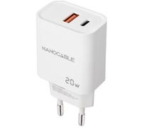 Nanocable Cargador de pared 10.10.2007 USB-C/PD + USB-A/QC 20W Blanco
