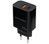 Cargador de Pared Nanocable 10.10.2008 20W 1xUSB-A QC 1xUSB-C PD Negro