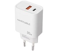 Cargador de pared Nanocable 10.10.2011 30W USB-C PD/USB-A QC compacto blanco