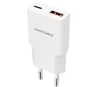NANOCABLE 10.10.2028 - Cargador USB-C/PD 30W + USB-A/QC 30W, Blanco