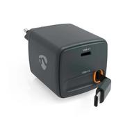 Cargador de pared NEDIS 30W 2 puertos USB-C GaN PD 3.0 con cable retráctil