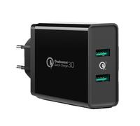 Cargador de pared para teléfono 2x USB-A 36W QC3.0 - negro