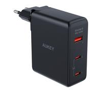 Cargador de pared PD Aukey de 3 puertos y 140 W con GaN Power Tech, negro