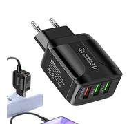 Cargador de Pared Rápido | Bloque USB con 3 Puertos de Carga | Cargador Portátil para Accesorios de Dispositivos Móviles en Viajes Hogar Residencia Negocio y Vacaciones