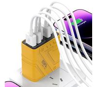 Cargador De Pared Rápido,Cargador De 65W Con 5 Puertos Multipuerto | Tipo C Con Carga Rápida | Para Uso Interno Hogar Oficina Viaje Y Negocios