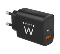 Ewent Cargador móvil EW1319 – 20W rápido USB-C y USB-A QC3.0 Negro