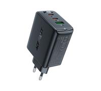 Cargador de pared rápido GaN 2x USB-C USB-A PPS PD QC4+ 65W Negro