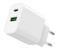 SPC 20W Fast Charger - Cargador de Pared 20W USB-C + USB-A | Power Delivery | Carga rápida y Segura para móviles, Tablets y Accesorios | Compatible con iPhone, Samsung, SPC, Xiaomi y más - Blanco