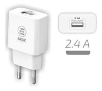 Cargador de Pared Tech One Tech TEC2904 2.4A USB-A Reconocimiento Inteligente Blanco