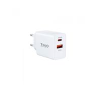 Cargador de Pared TooQ TQWC-2SC04WT/ 1xUSB Tipo-C/ 1xUSB/ 20W