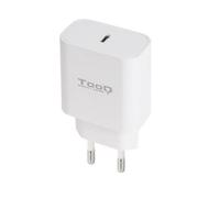 TooQ - Cargador de Pared USB-C PD20W, Blanco - TQWC-PDUSBC20W