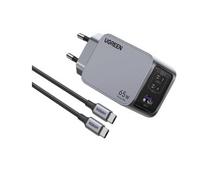 Cargador de pared ugreen nexode pro 65w 2xusb-c 1xusb-a con cable usb-