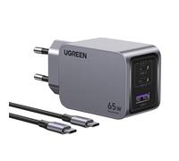 Cargador de Pared Ugreen Nexode Pro 65W 2xUSB-C 1xUSB-A con Cable USB-C de 1.5M Gris
