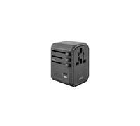 Cargador de pared UNIQ Power Delivery de 33 W con 2 puertos USB y carga rápida, color gris.