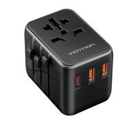 Cargador de pared universal vention fjeb0/ toma de corriente universal/ 1xusb tipo-c/ 2xusb/ 65w