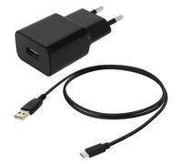 Cargador de pared USB 1A Smartphone teléfono + Cable Micro-USB Negro