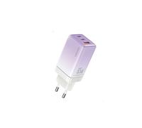 Cargador de pared USB-C/USB-A USAMS GaN Power Delivery de 65 W, color morado