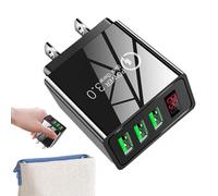 Cargador de pared USB de 3 puertos - 5 V 3,1 A pantalla digital Fast Charging Block, Smart LED Screen | 3 lugares all Power Adapter PC Retardant Plug Cube | Universal Multiple Device Travel Mobile