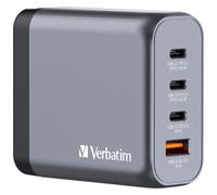Cargador De Pared Verbatim GNC 1X Puerto USB-A + 3X Puertos USB-C 140W (Negro)