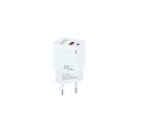 TOOQ TQWC-QCPD20WT - Cargador de Pared con 2 Puertos, un Puerto USB-C PD y un Puerto USB-A QC 20W, Cargador Rápido, Color Blanco