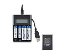 Cargador de pilas AA AAA | Cargador de batería recargable de alta velocidad de 4 ranuras con pantalla LCD inteligente | Compatible con baterías recargables NiMH AA/AAA de 1,2 V para el hogar, la ofici