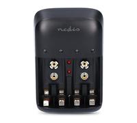 Cargador de Pilas NiMH AA/AAA | 1.2 VDC/9 VDC | 200.00 mA A | Carga Gradual | Euro/Type C (CEE 7/16) | Funciones de Seguridad: Corte automático/Protección de batería Completa