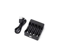 Cargador de Pilas Recargables 4 (AA/AAA), Color Negro, con indicador LED, Compatible con Diversos Dispositivos eléctricos. Ideal para Uso doméstico.