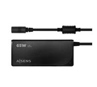 Cargador de Portátil Aisens ASLC-65WAUTO-BK/ 65W/ Automático/ 9 Conectores/ Voltaje 18.5-20V/ 1 USB QC3.0