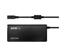 Aisens Cargador portátil ASLC-90WAUTO-BK 90W automático 12 conectores 15-20V USB QC3.0 Negro