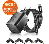 NGS Bud 65W-AC - Pack Cargador GAN USB-C ultrarrápido 65W + Cable 1,5 m + 4 Conectores Acer - Power Delivery/PPS - Carga Rápida para Portátiles, Tablets y Smartphones - Compacto y Portátil