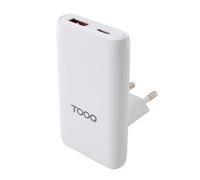 Cargador de red de viaje usb + type-c / gan 65w / pd+ qc / blanco / tq