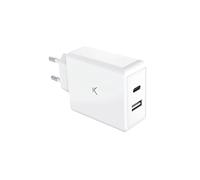 Ksix Gan 65 W Cargador De Red, Pps, Power Delivery, Carga Ultra Rápida, Compatible Portátil Y Móvil, 1xusb-a + 1xusb-c, Blanco