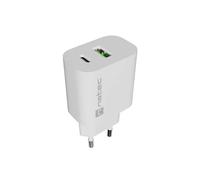 Cargador de red natec ribera 1x usb-a + 1x usb-c 20w blanco