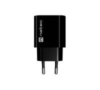Cargador de red natec ribera 1x usb-a + 1x usb-c 20w negro