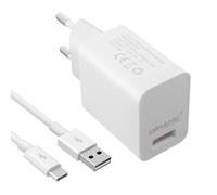 Cargador de Red USB 3A Qualcomm Rápido Carga 3.0 Cable USB Tipo C 1m Blanco