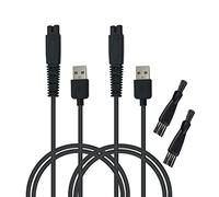 Cargador de repuesto para afeitadora de calavera Pitbull/Palm/Silver, MicroTouch Solo Razor - Accesorios de cable de alimentación USB y cepillo de limpieza, paquete de 2