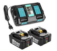 Cargador de repuesto para Makita 18 V con batería, 2 unidades BL1850B 5,0 Ah compatible con BL1860B BL1850B BL1850 BL1840 BL1830, para cargador doble Makita DC18RD DC18SF (2XBL1850 y DC18RD)