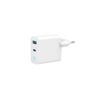 Cargador de teléfono Gembird - TA-UC-PDQC30L-W-01 - Cargador rápido LED de 2 puertos 30W GaN Blanco