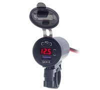 Cargador de teléfono móvil para moto, cargador USB de moto, doble puerto USB para motocicleta, indicador de voltímetro, impermeable, enchufe de carga USB para moto, barco, moto, camión y más